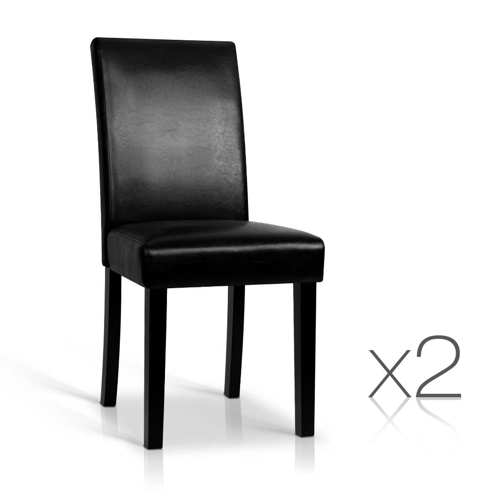 Artiss Set of 2 PU Leather Dining Chairs - Black