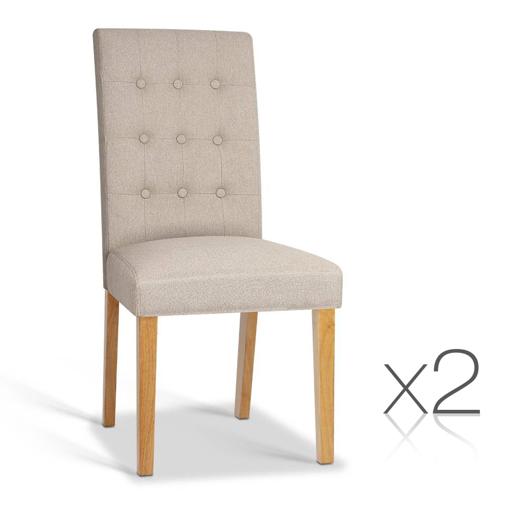 Artiss Set of 2 Fabric Dining Chair - Beige