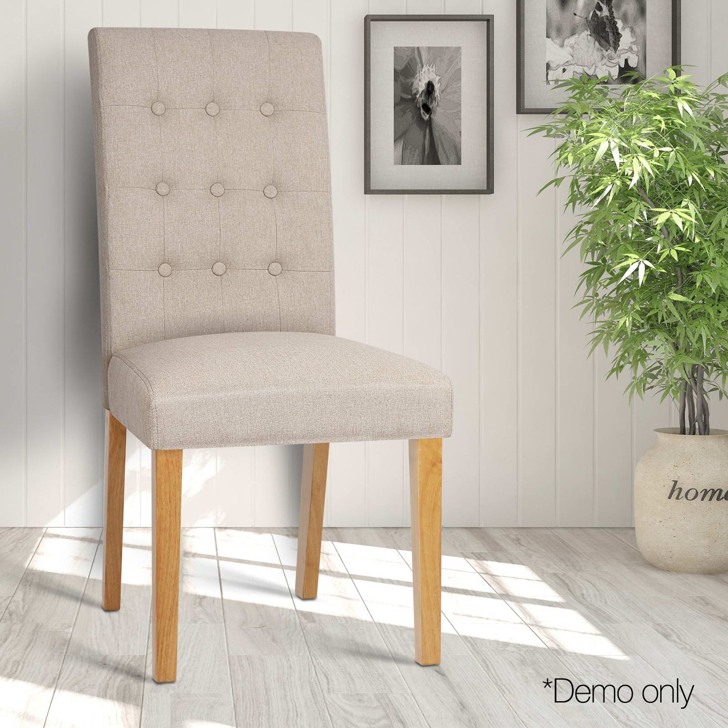 Artiss Set of 2 Fabric Dining Chair - Beige