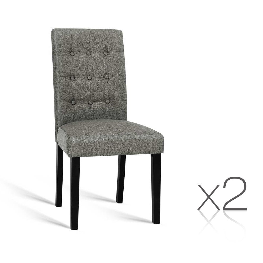 Artiss Set of 2 Fabric Dining Chair - Grey