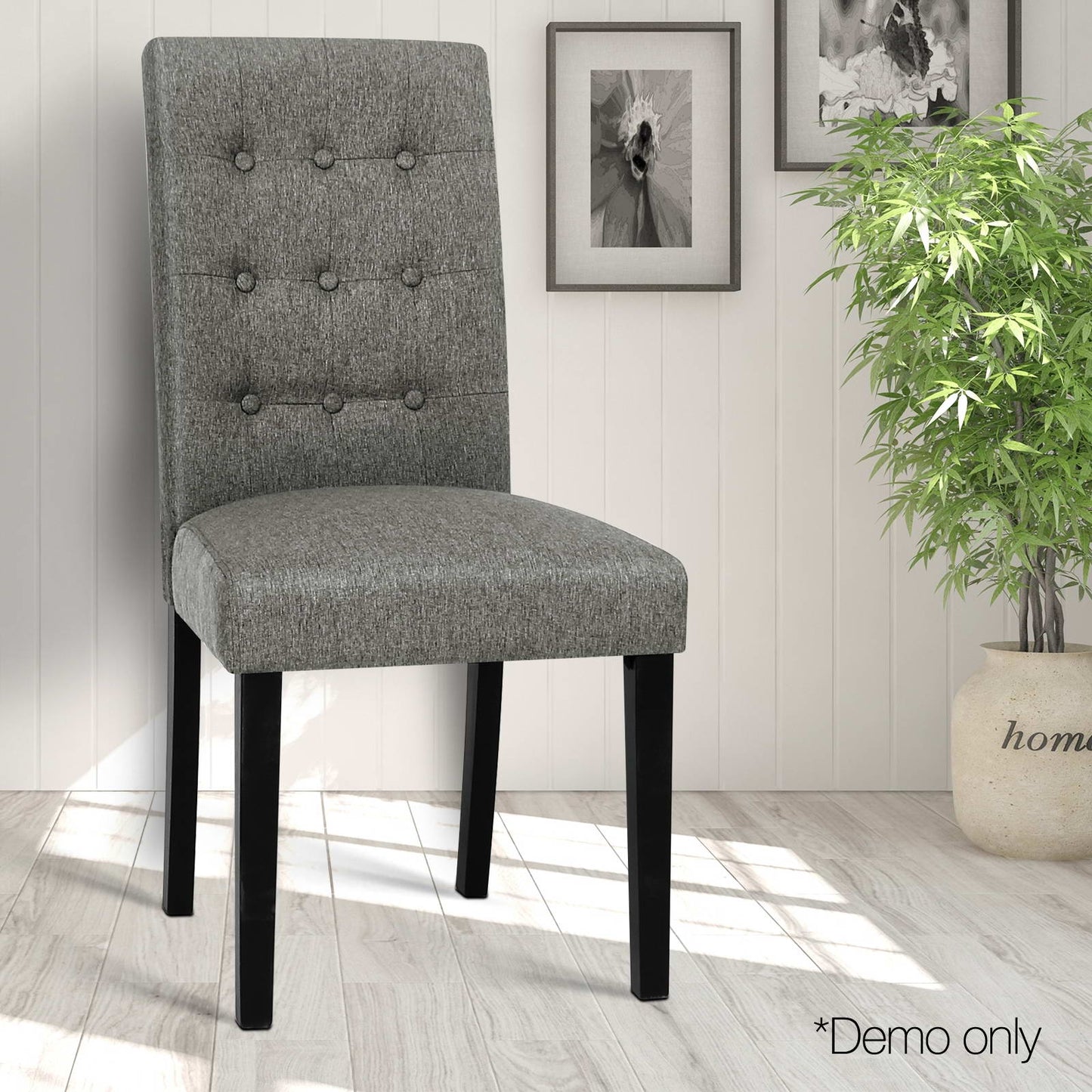 Artiss Set of 2 Fabric Dining Chair - Grey