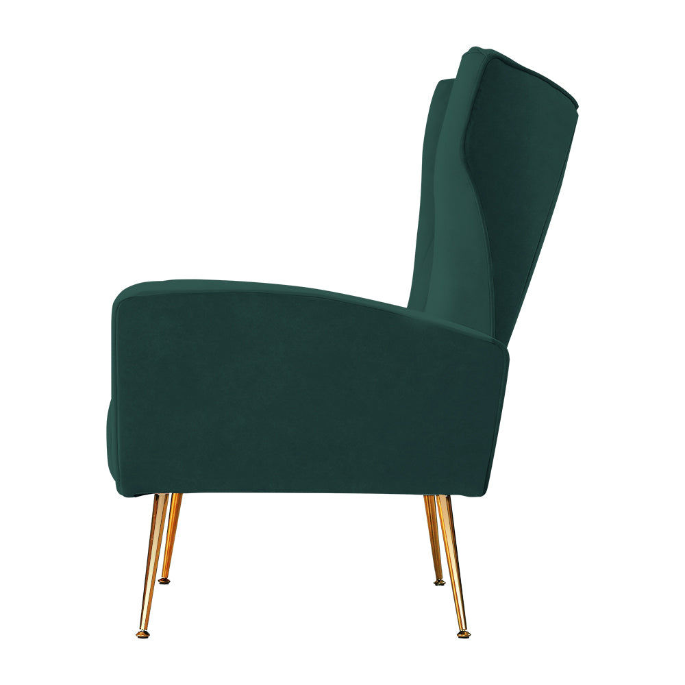 Artiss Armchair Lounge Chairs Accent Armchairs Chair Velvet Sofa Green Seat