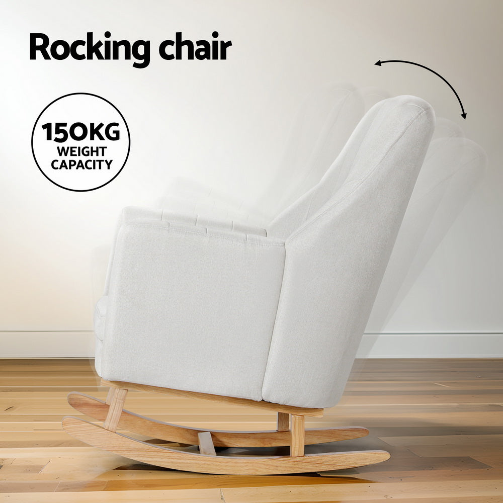 Artiss Rocking Chair Armchair Linen Fabric Beige Jonah