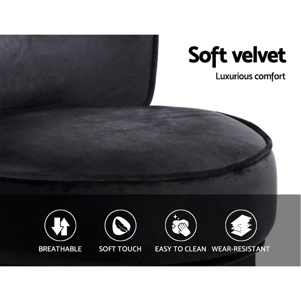 Artiss Vanity Stool Velvet Black Abella