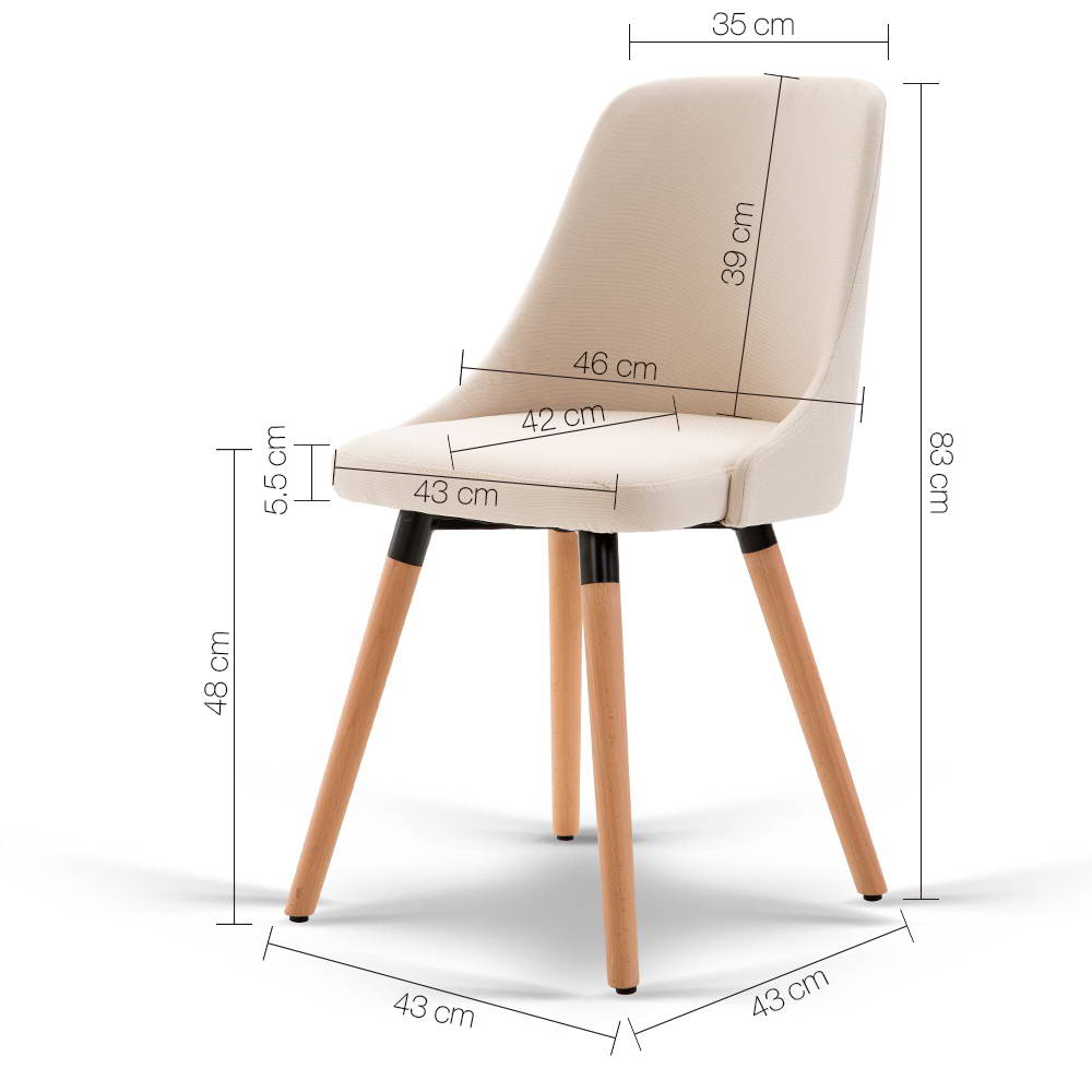 Artiss Set of 2 Fabric Dining Chair - Beige