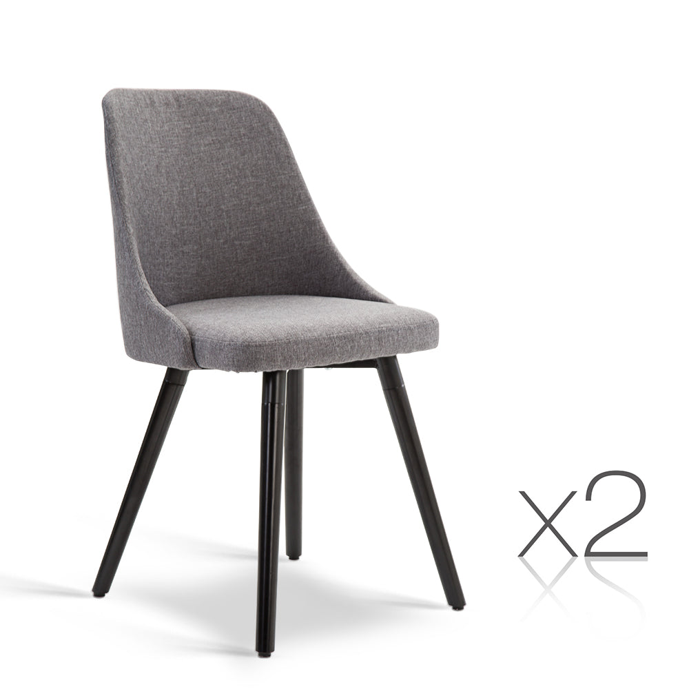 Artiss Set of 2 Fabric Dining Chair - Grey