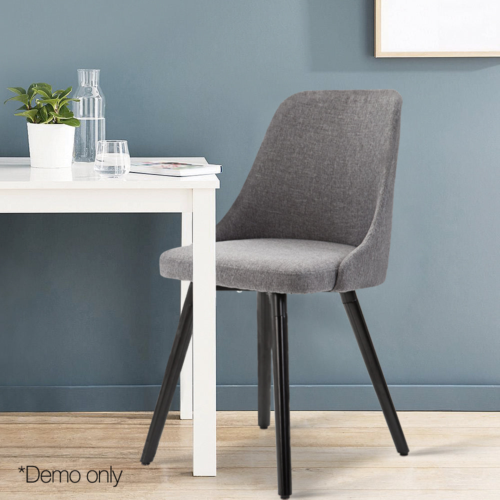 Artiss Set of 2 Fabric Dining Chair - Grey