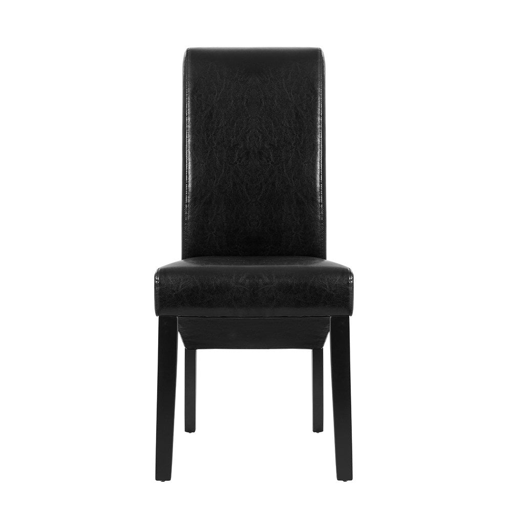 Artiss Dining Chairs Set of 2 Leather Parsons Chair Black