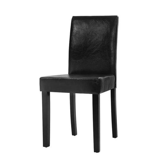 Artiss 2x Dining Chairs PU Leather Padded High Back Wood Cafe Kitchen Black