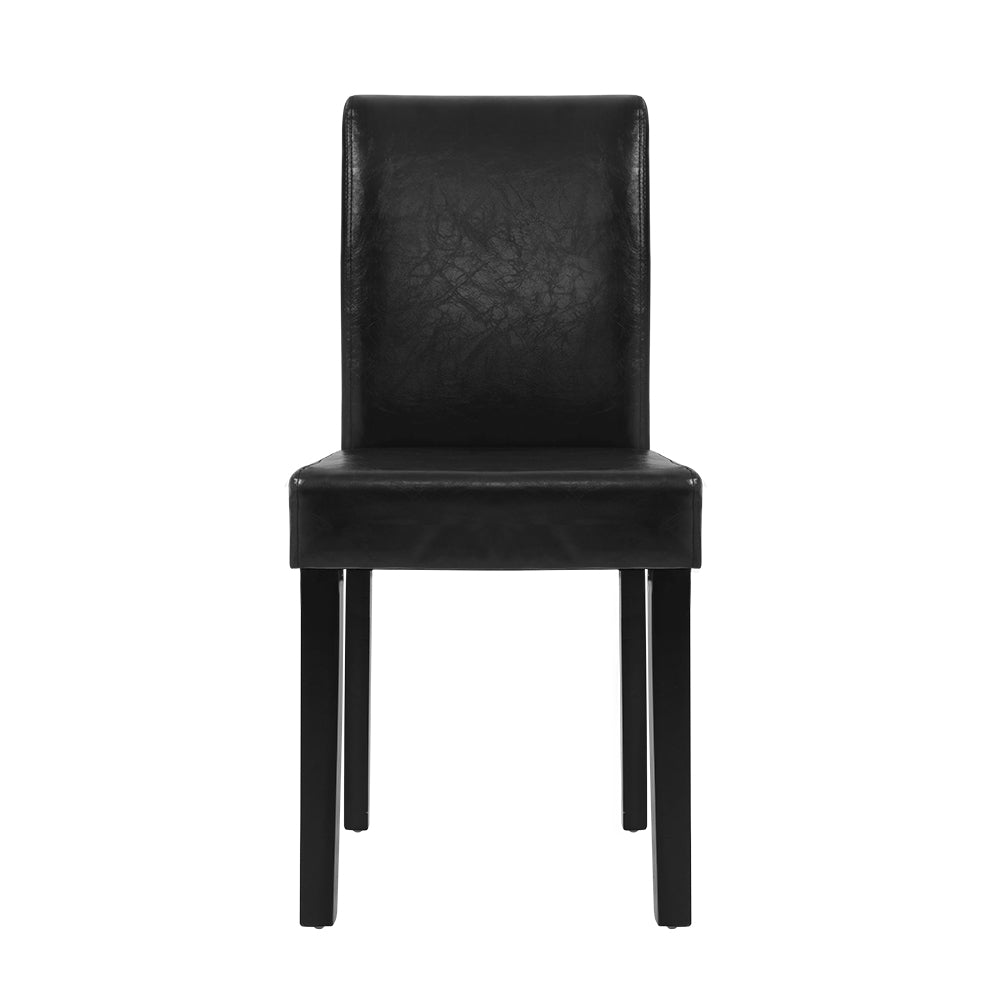 Artiss 2x Dining Chairs PU Leather Padded High Back Wood Cafe Kitchen Black