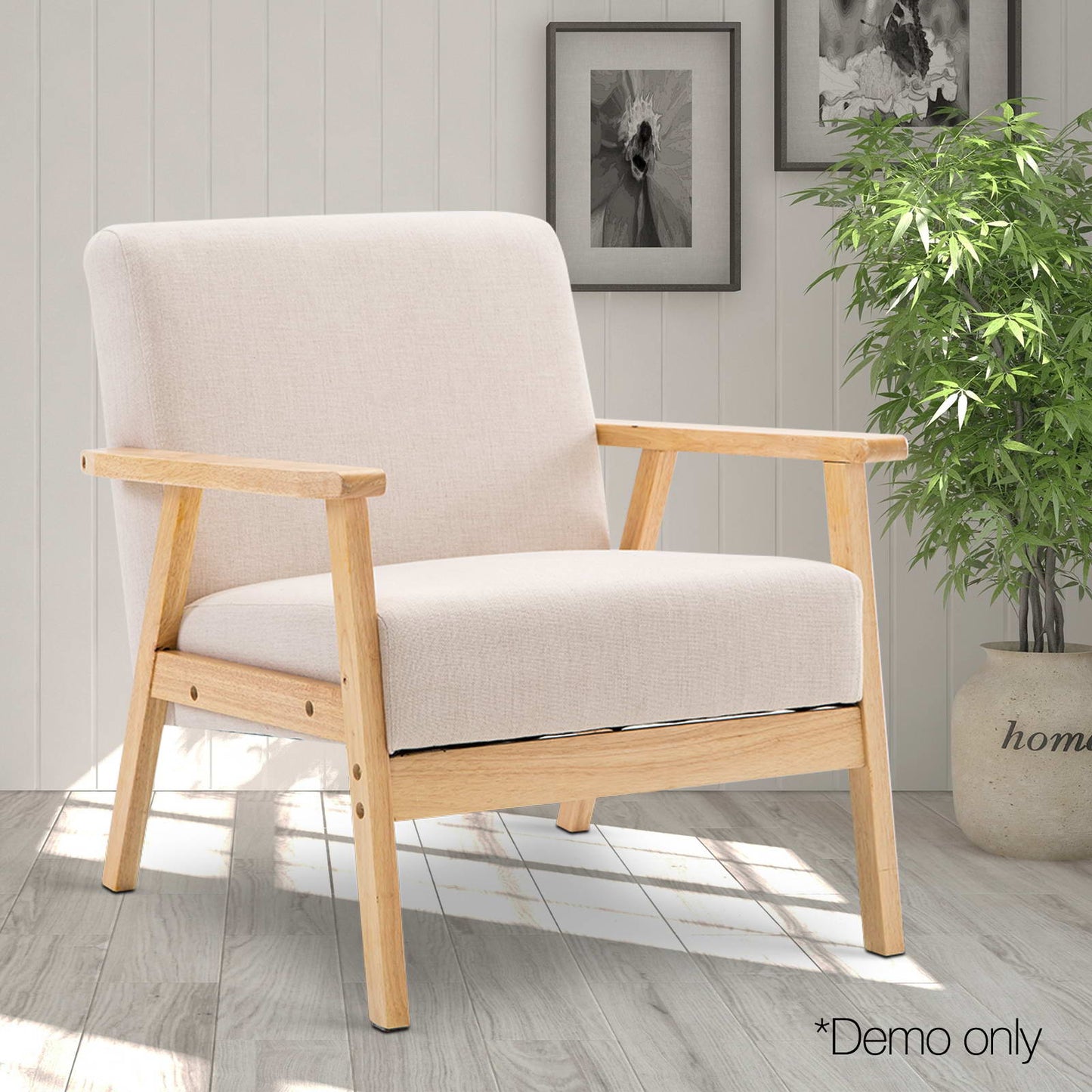 Artiss Fabric Dining Armchair - Beige