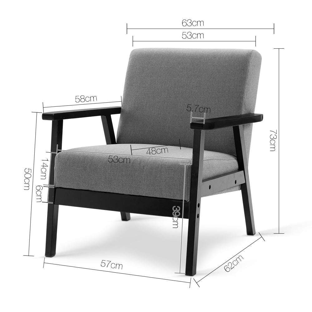 Artiss Fabric Dining Armchair - Black & Grey