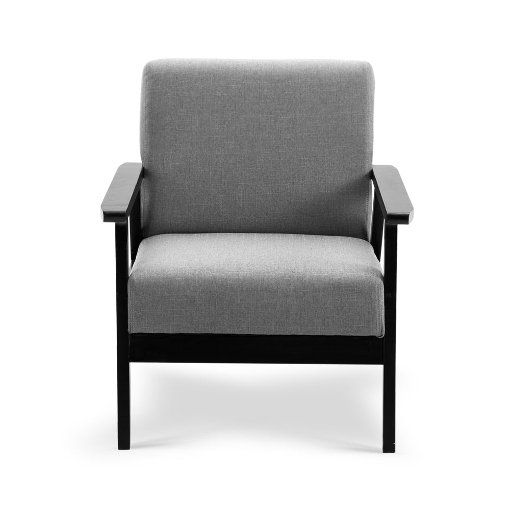 Artiss Fabric Dining Armchair - Black & Grey