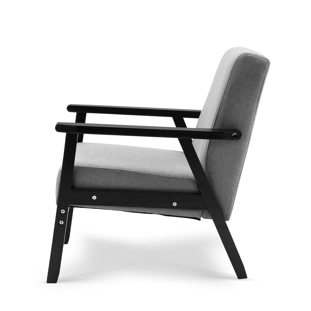 Artiss Fabric Dining Armchair - Black & Grey