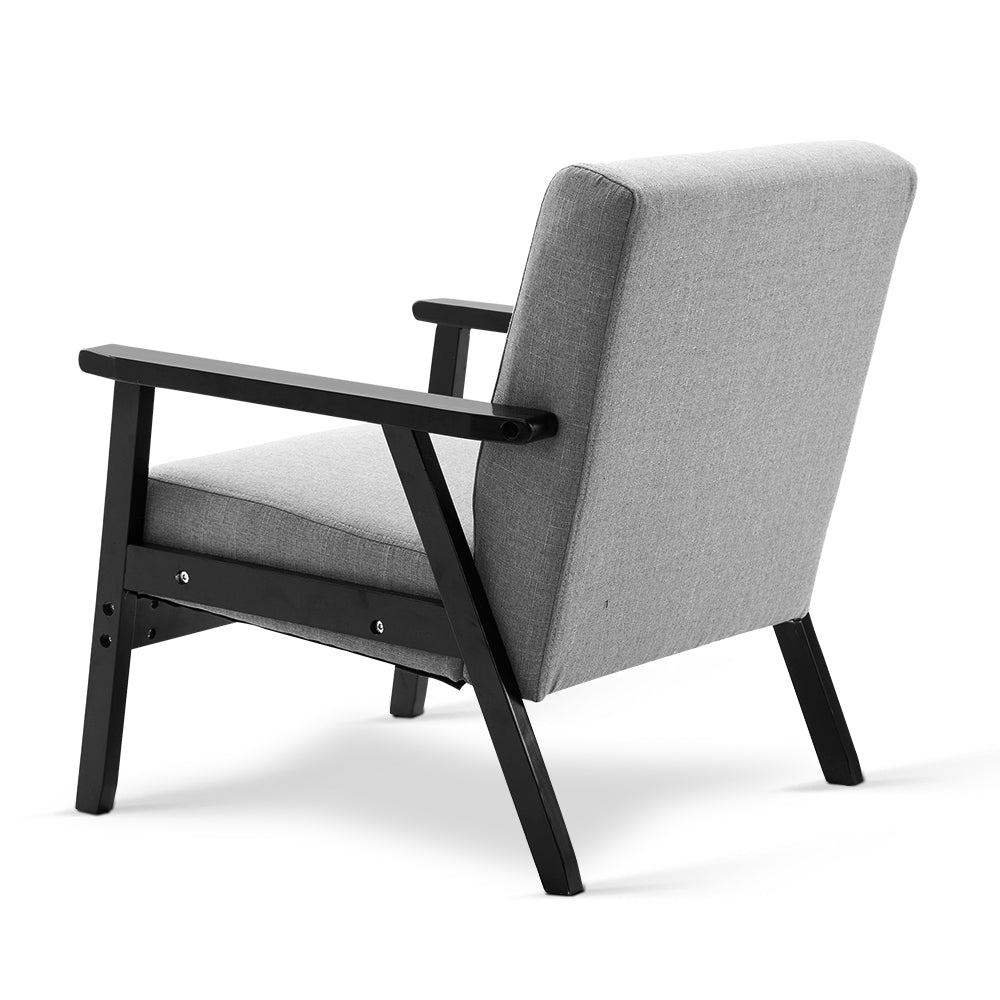 Artiss Fabric Dining Armchair - Black & Grey