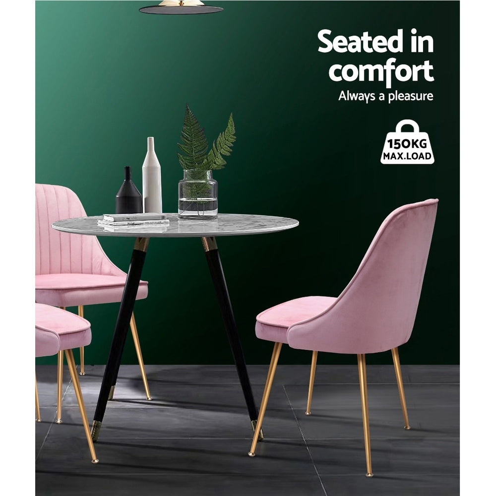 Artiss Set of 2 Dining Chairs Retro Chair Cafe Kitchen Modern Iron Legs Velvet Pink