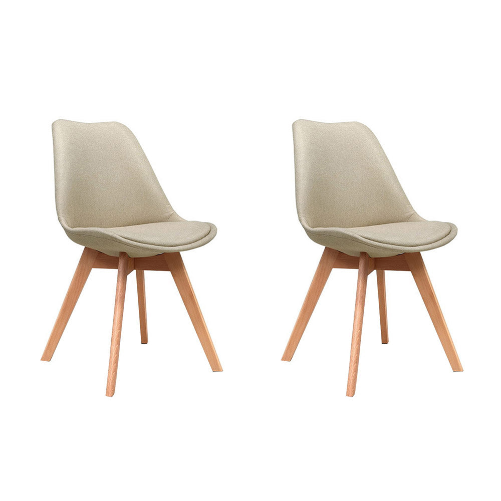 Artiss Set of 2 DSW Dining Chairs Retro Replica Kitchen Chair Cafe Beige Fabric