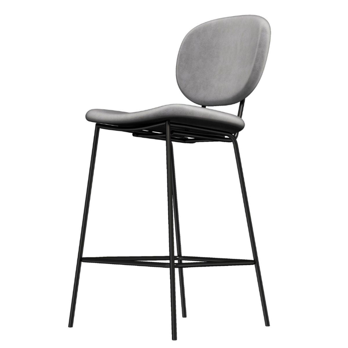 Set of 2 Dining Chairs Murray Grey Velvet Barstool Bar stool