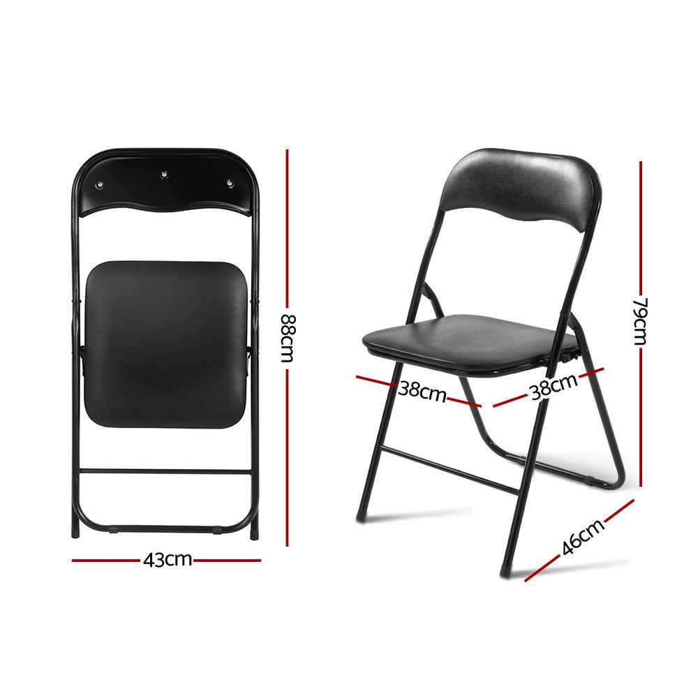 Artiss 4x Portable Vinyl Folding Chair Padded Seat Steel Frame Black 4 Pack