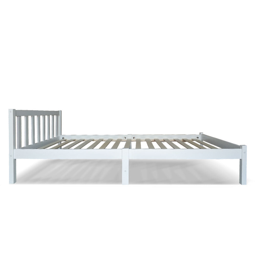 King Single Wooden Bed Frame - White