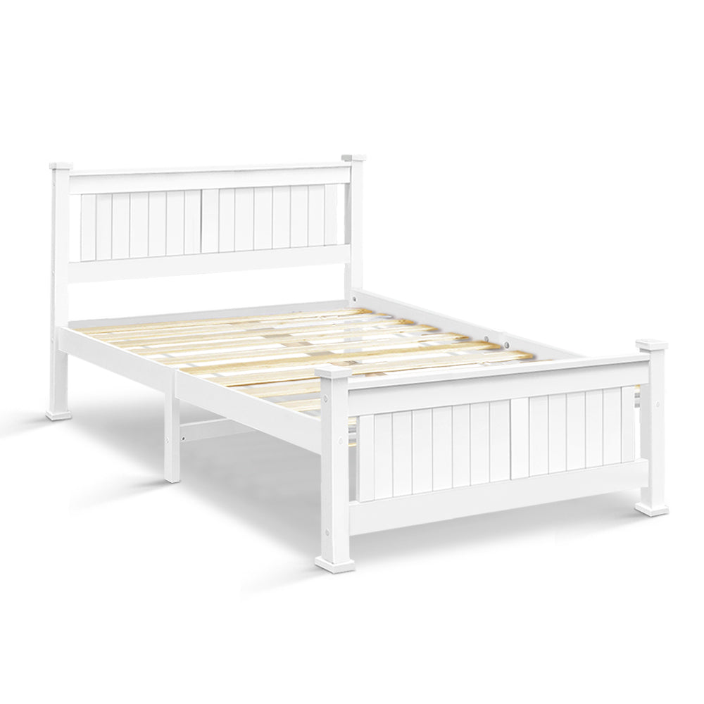 Double Size Wooden Bed Frame - White