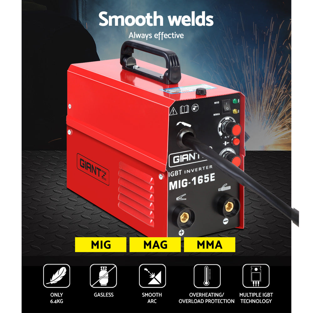 GIANTZ DC Inverter Welder MIG MAG MMA ARC Welding Machine Gasless Portable 165A