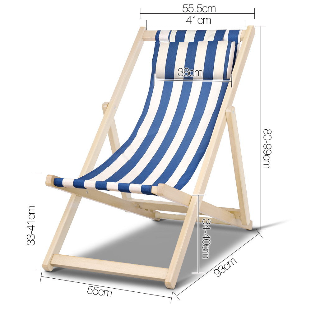 Gardeon Outdoor Furniture Sun Lounge Beach Chairs Deck Chair Folding Wooden Patio