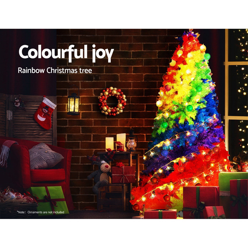 Jingle Jollys Christmas Tree 2.1M 7ft Xmas Colourful Rainbow Multi-colour