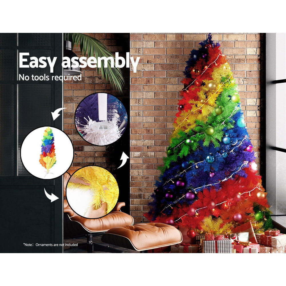 Jingle Jollys Christmas Tree 2.1M 7ft Xmas Colourful Rainbow Multi-colour