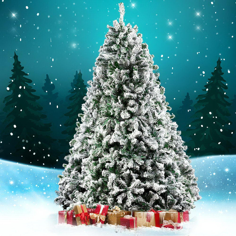 Jingle Jollys Christmas Tree 2.4M 8FT Xmas Decorations Snow Home Decor 1500 Tips