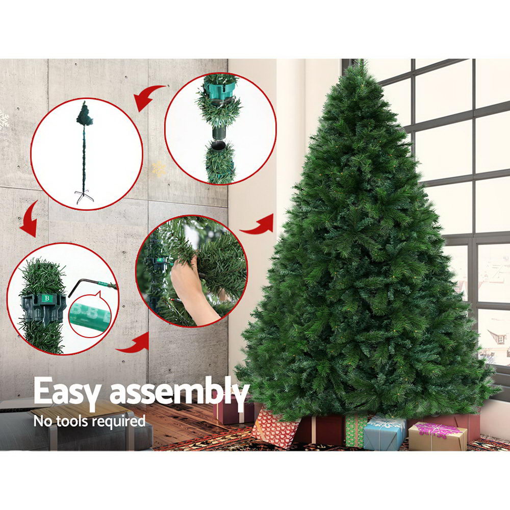 Jingle Jollys Christmas Tree 2.4M 6FT Xmas Decoration Green Home Decor 2100 Tips