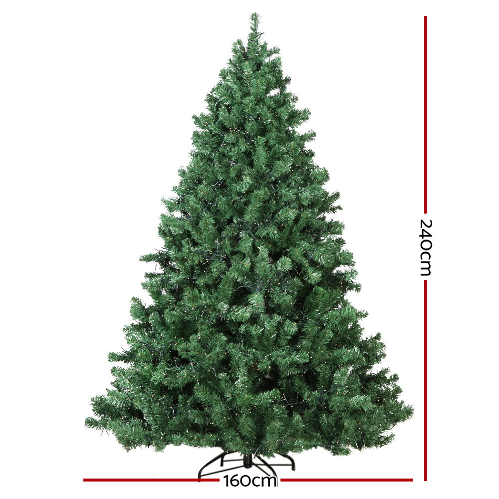 Jingle Jollys Christmas Tree 2.4M Xmas Tree 3190 LED Lights 8 Modes Warm White