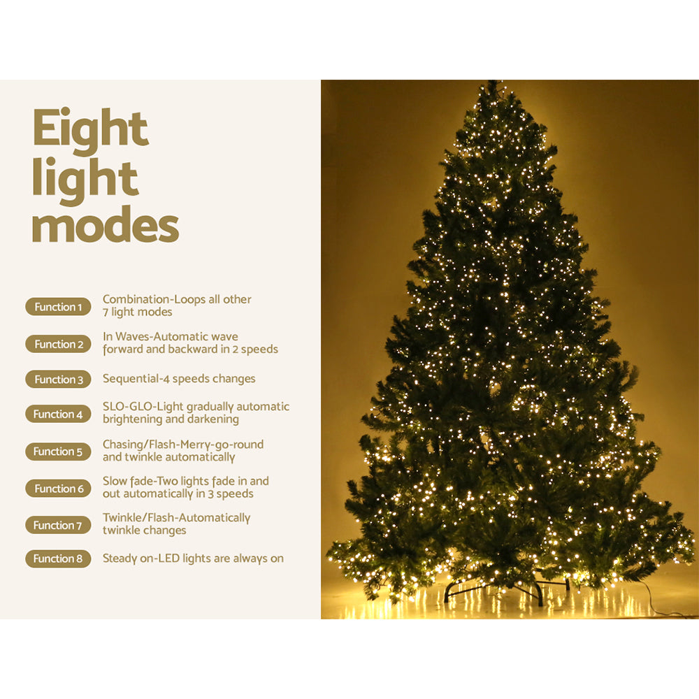 Jingle Jollys Christmas Tree 2.4M Xmas Tree 3190 LED Lights 8 Modes Warm White