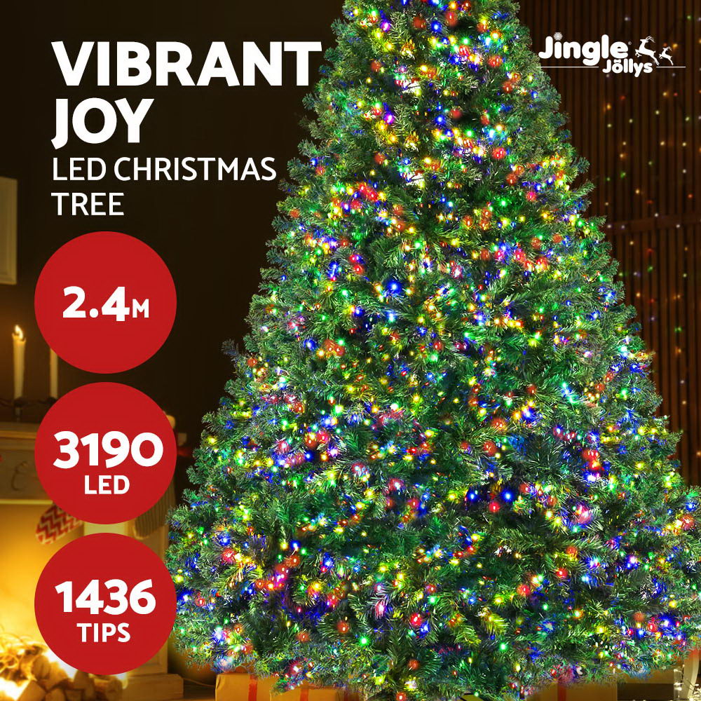 Jingle Jollys Christmas Tree LED 2.4M 8FT Xmas Decorations Green Home Decor