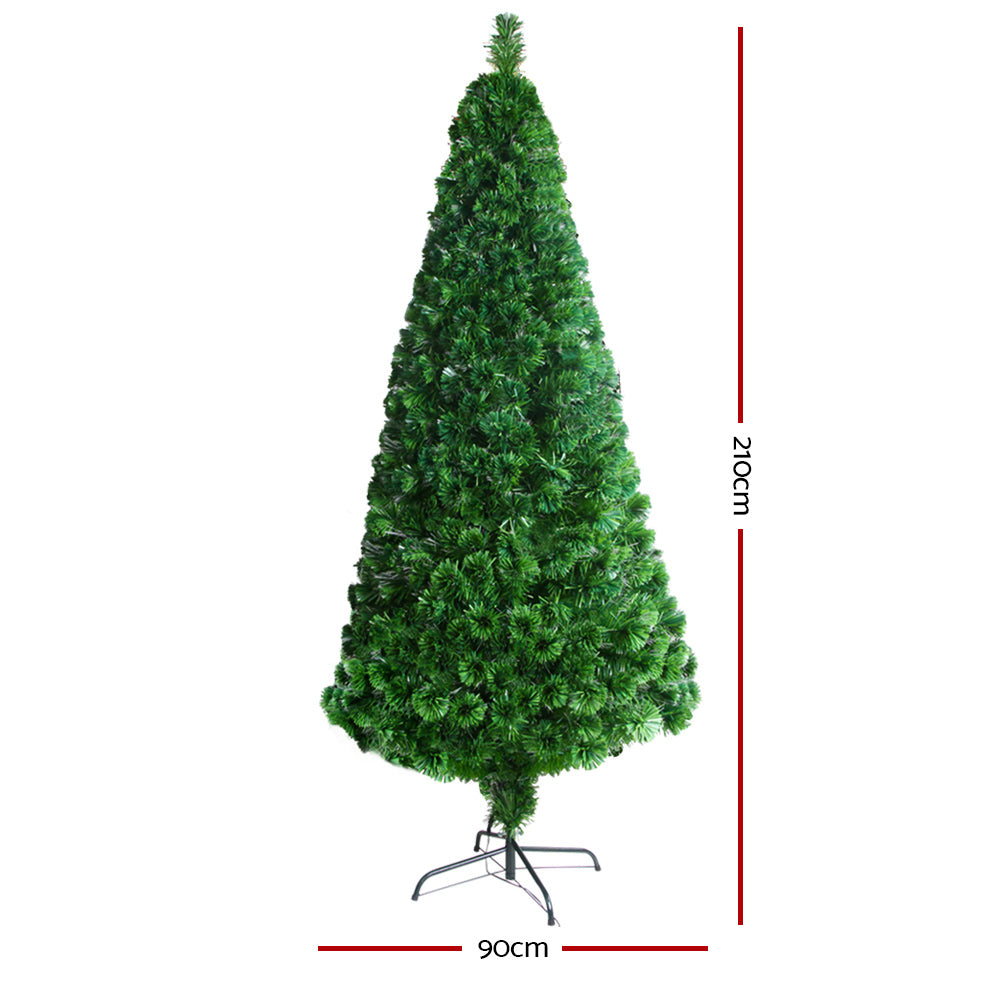 Jingle Jollys 2.1M 7FT LED Christmas Tree Optic Fiber Xmas Multi Colour Lights