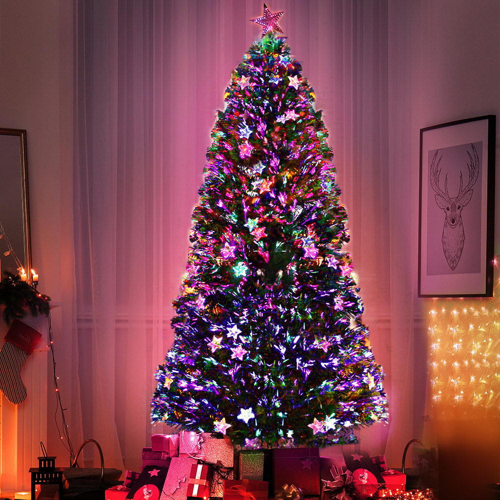 Jingle Jollys Christmas Tree 2.4M LED Xmas trees with Lights Multi Colour