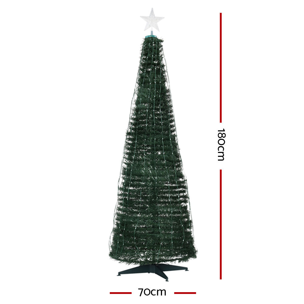 Jingle Jollys Christmas Tree 1.8M 6FT LED Xmas Multi Colour Lights Optic Fibre