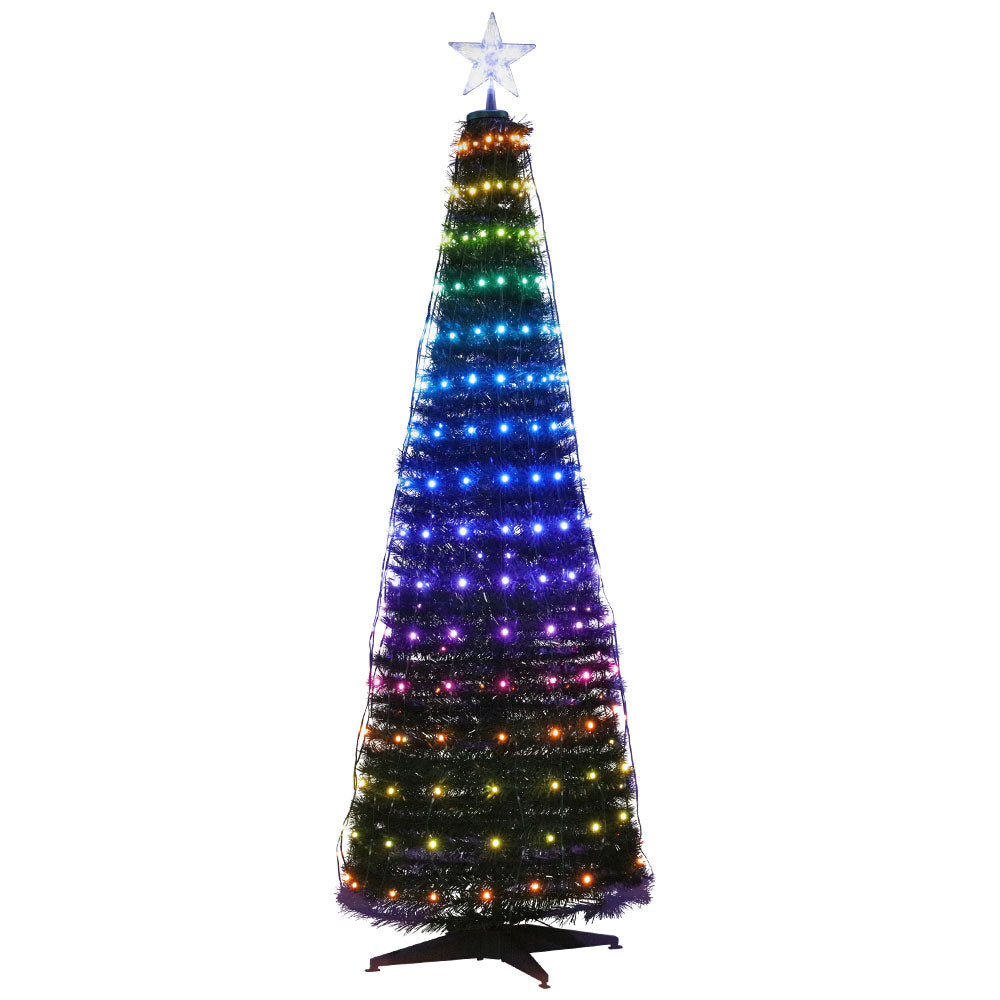 Jingle Jollys Christmas Tree 1.8M 6FT LED Xmas Multi Colour Lights Optic Fibre