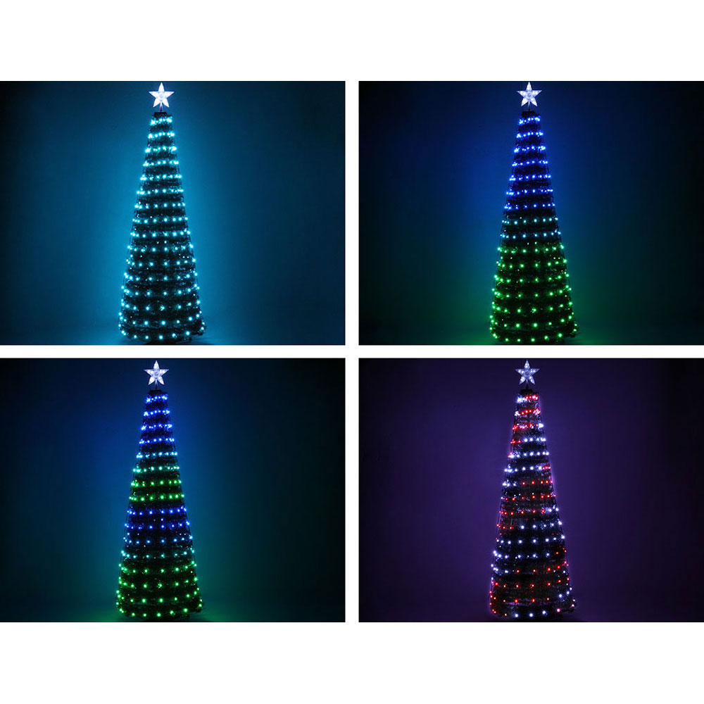 Jingle Jollys Christmas Tree 1.8M 6FT LED Xmas Multi Colour Lights Optic Fibre