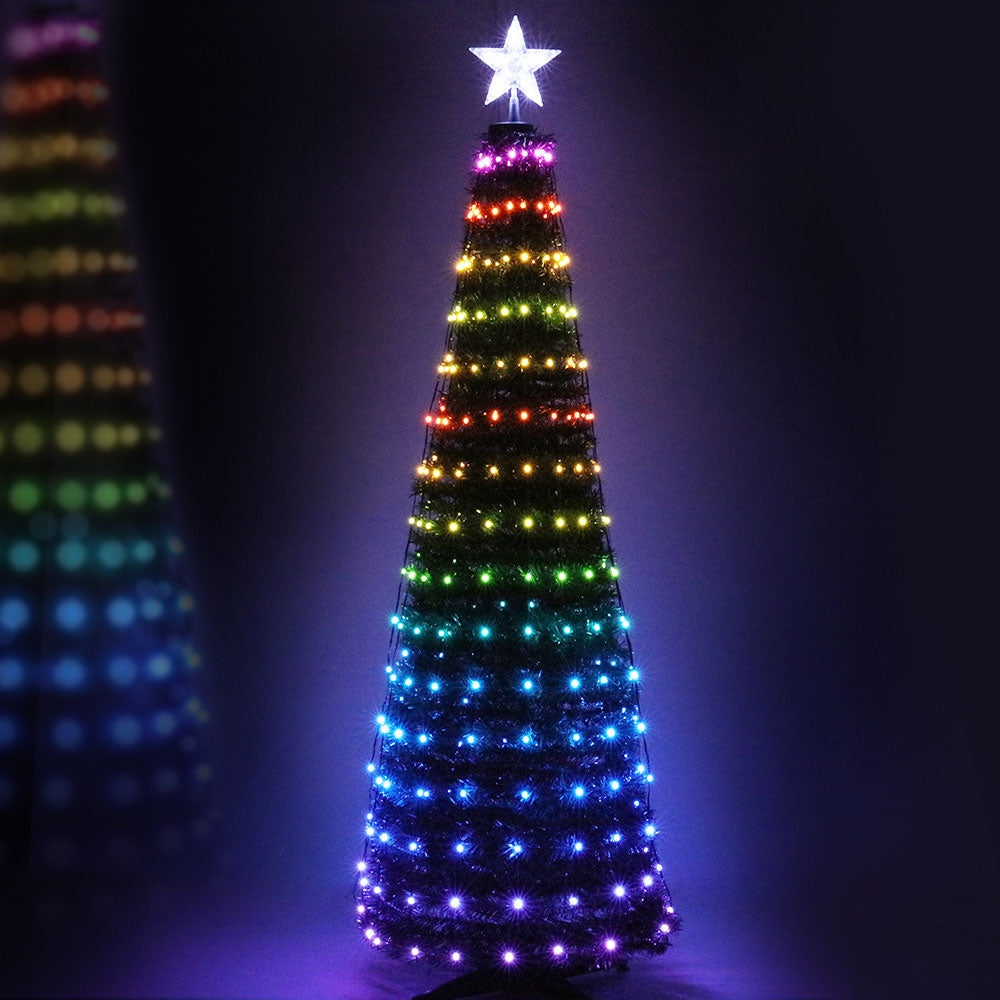 Jingle Jollys Christmas Tree 1.8M 6FT LED Xmas Multi Colour Lights Optic Fibre