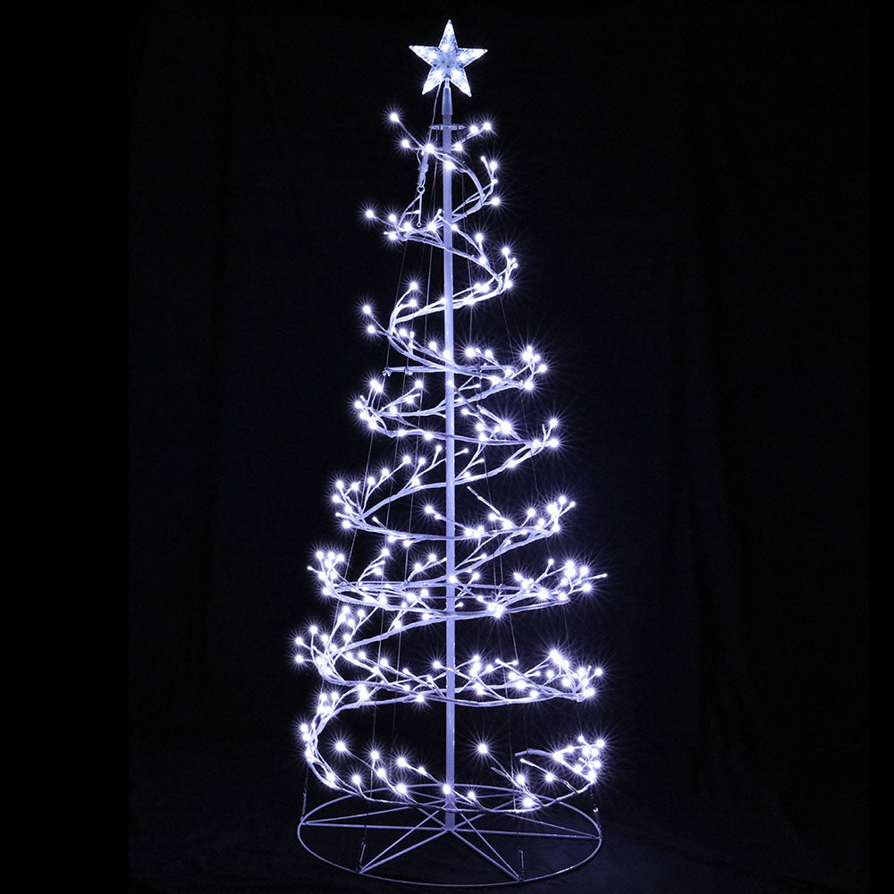 Jingle Jollys Christmas Tree 1.8M 6FT LED Xmas Cold White Lights Optic Fibre