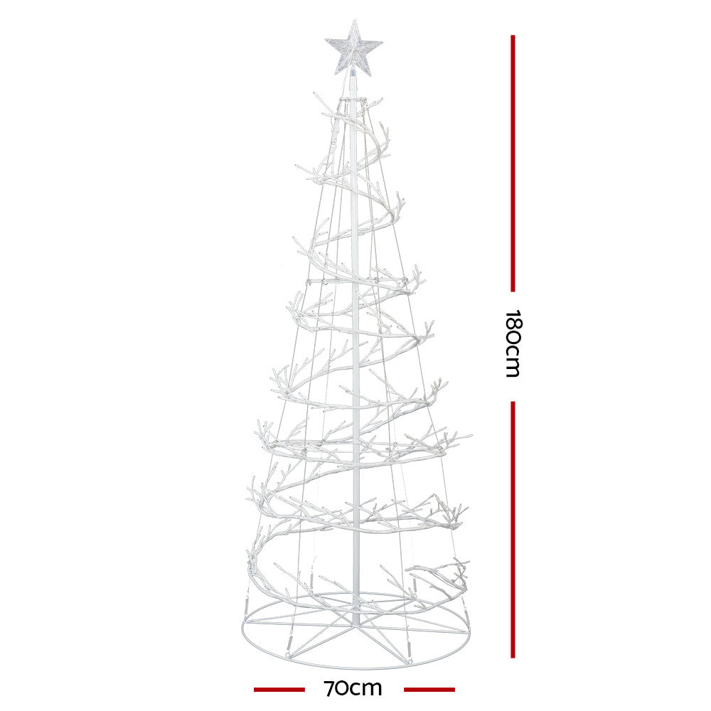 Jingle Jollys Christmas Tree 1.8M 6FT LED Xmas Cold White Lights Optic Fibre