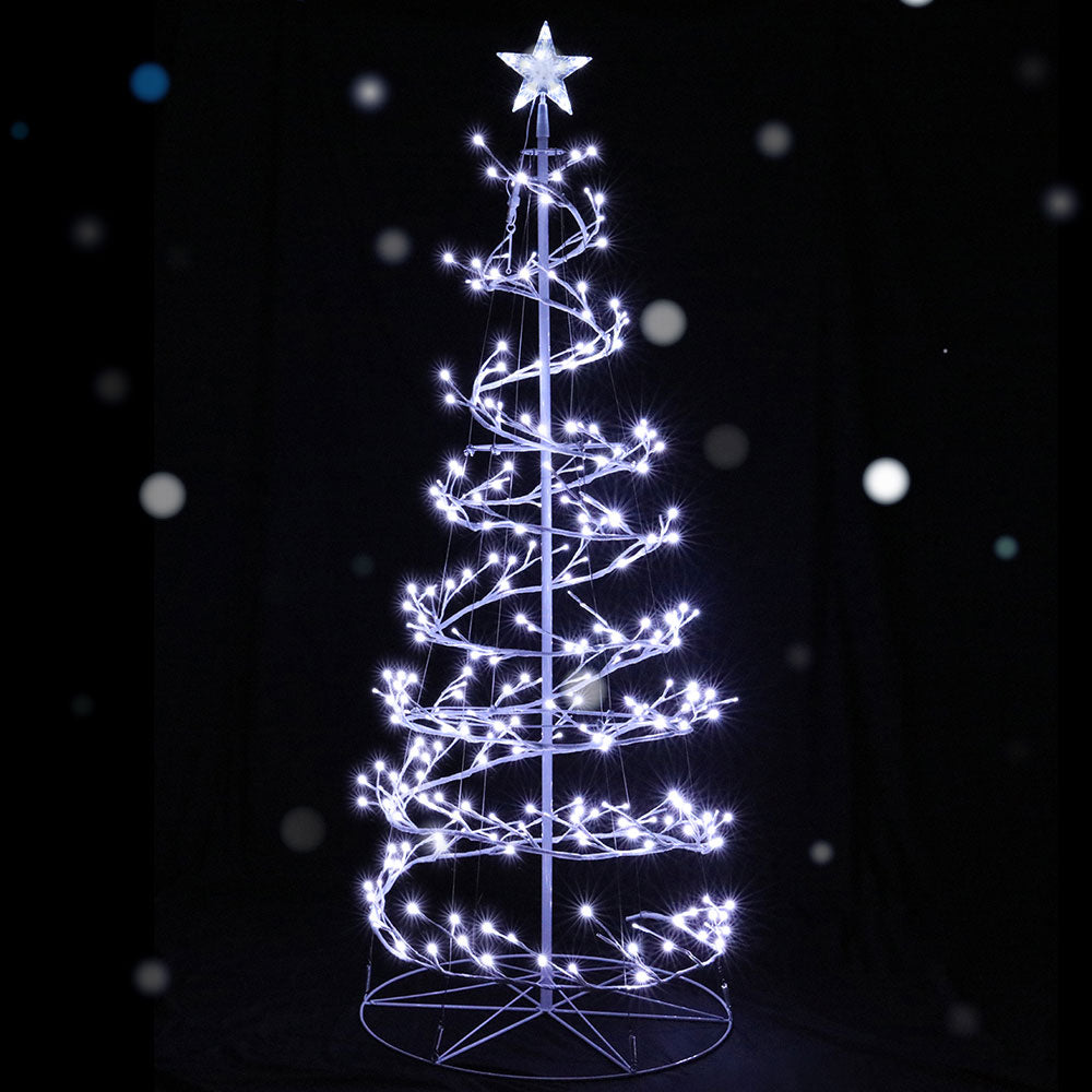 Jingle Jollys Christmas Tree 1.8M 6FT LED Xmas Cold White Lights Optic Fibre