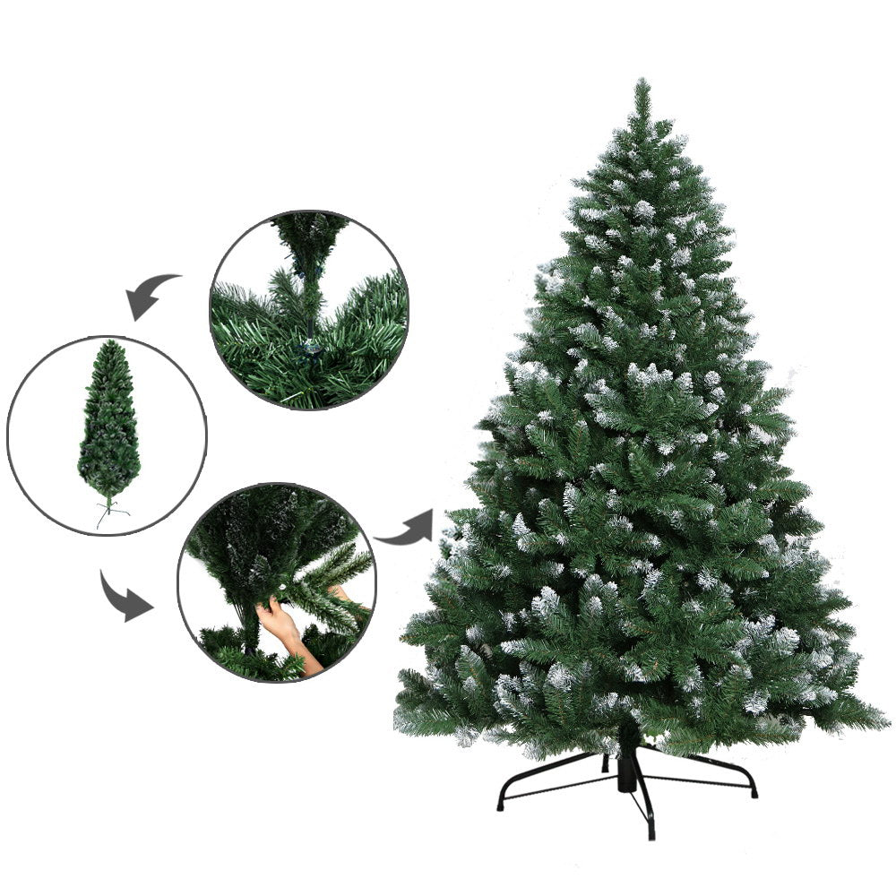 Jingle Jollys 6FT Christmas Snow Tree - Green