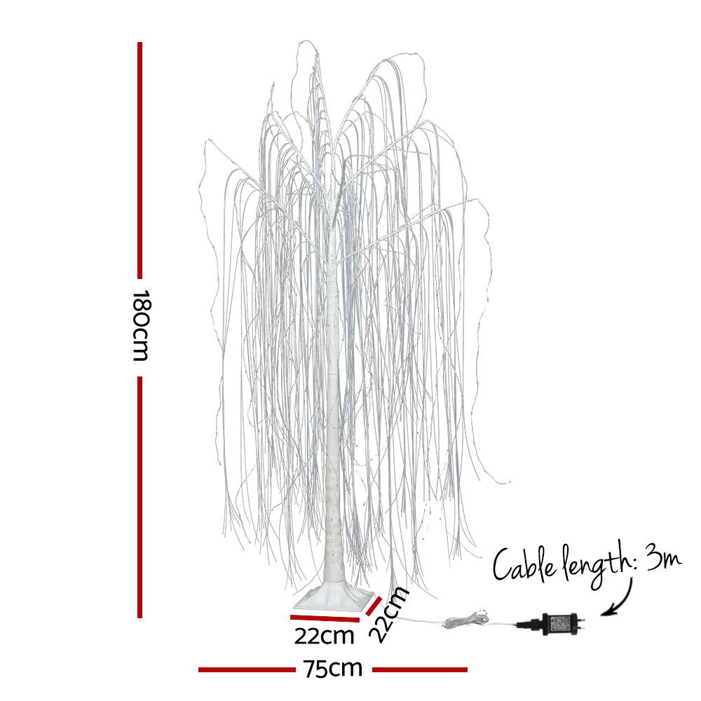 Jingle Jollys 1.8M LED Christmas Tree Willow Xmas Fibre Optic Warm White Lights