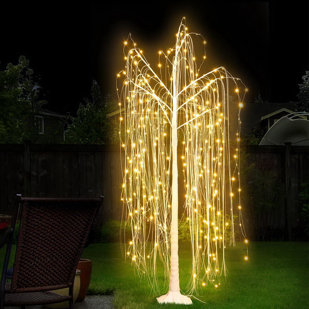 Jingle Jollys 1.8M LED Christmas Tree Willow Xmas Fibre Optic Warm White Lights