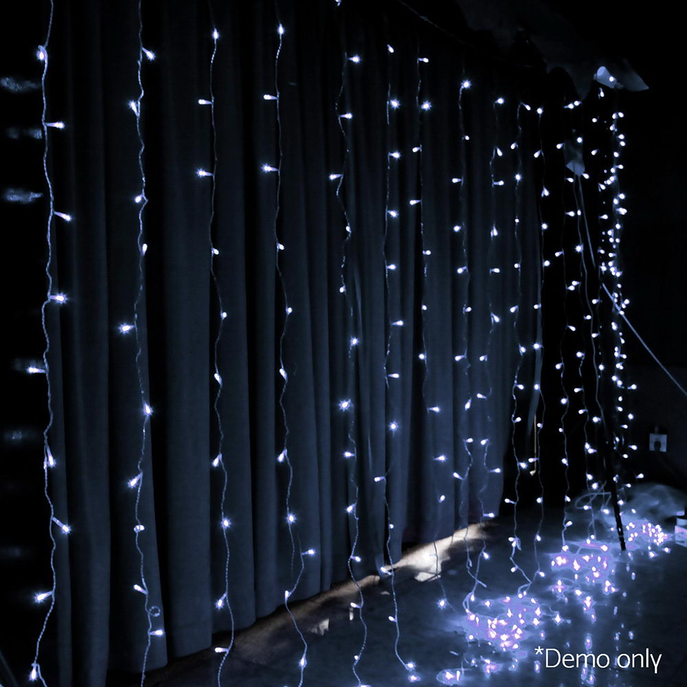 Jingle Jollys 6X3M Christmas Curtain Fairy Lights String 600LED Party Wedding CW
