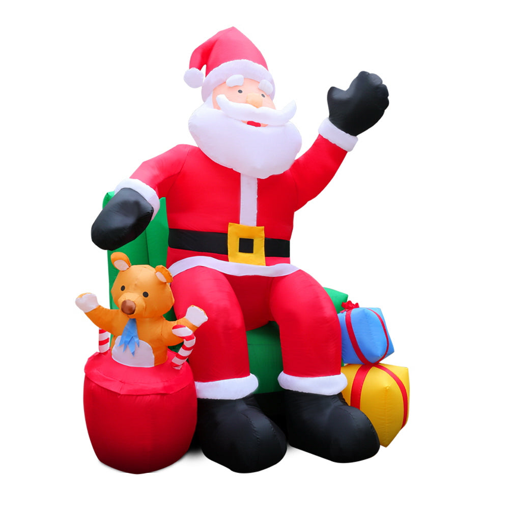 Jingle Jollys Inflatable Christmas Santa Decoration 2.4m Lights Xmas Airblown