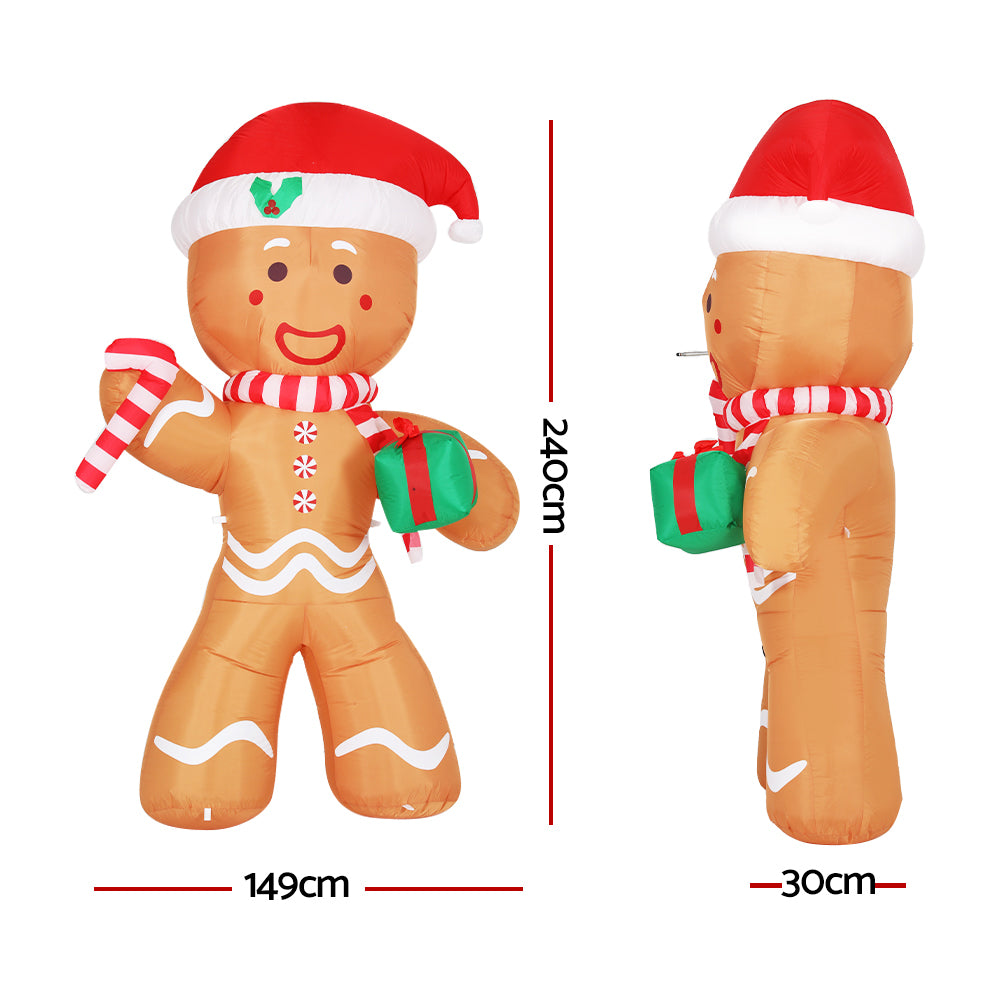 Jingle Jollys Christmas Inflatable Bear Doll 2.4M Outdoor Decorations Lights