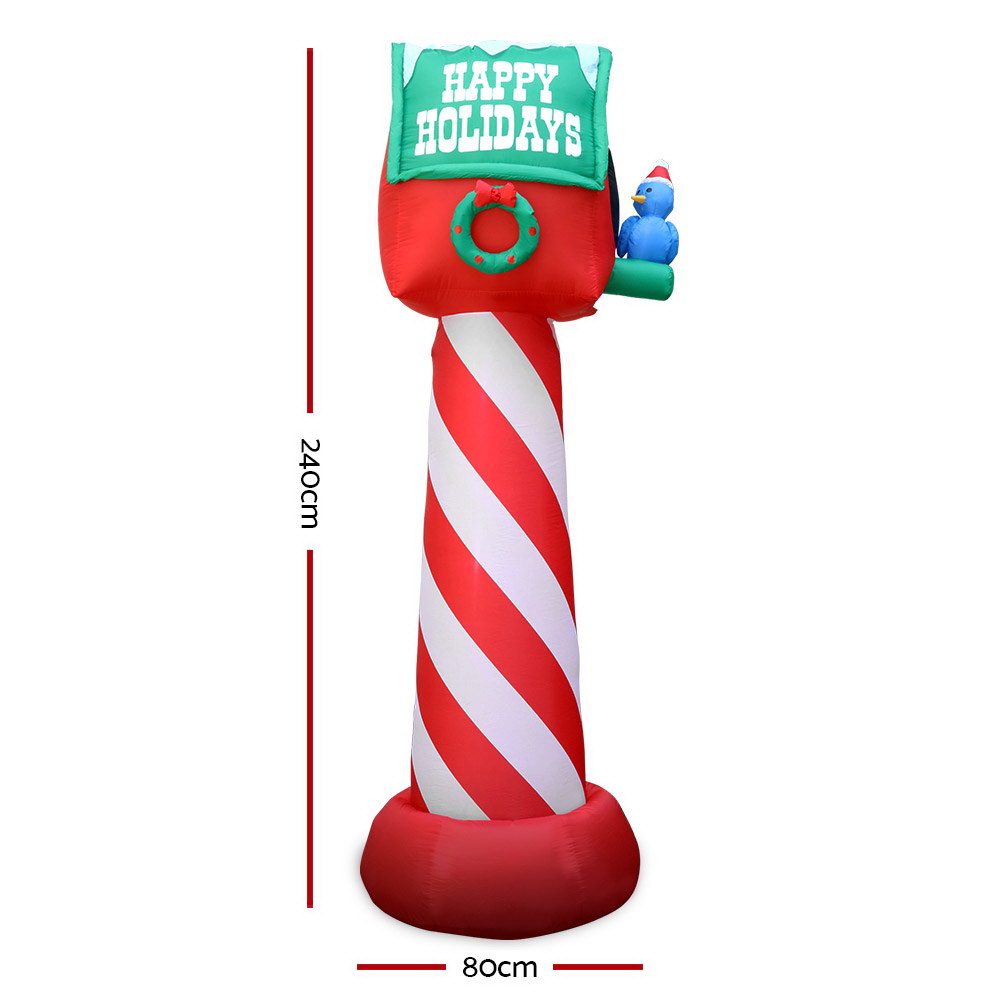 Jingle Jollys Inflatable Christmas Mailbox 2.4M Lights Xmas Outdoor Decoration